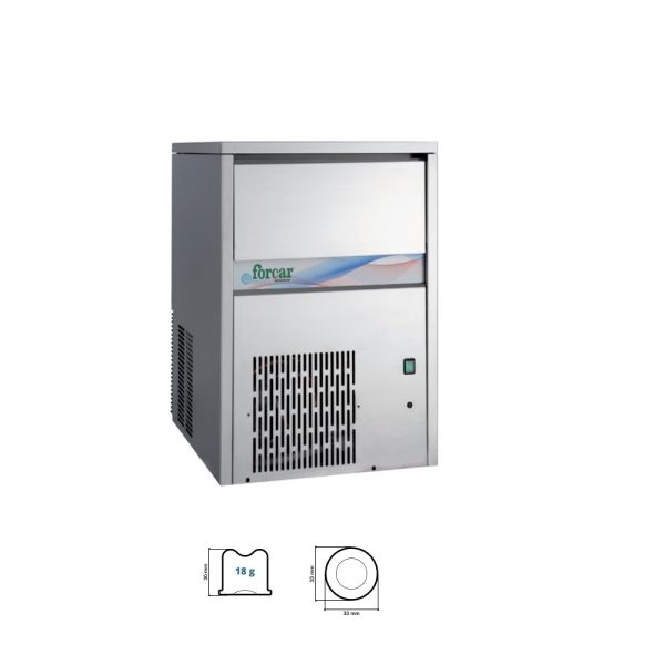 FABBRICATORE DI GHIACCIO GH 100- Fabbricatore di ghiaccio a cubetto pieno da 18 gr.