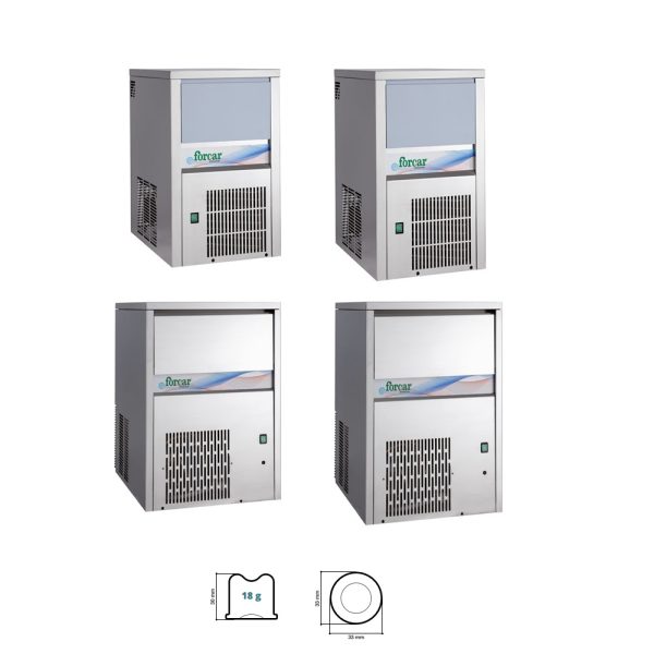 FABBRICATORE DI GHIACCIO GH 20 30 40 50 - Fabbricatore di ghiaccio a cubetto pieno da 18 gr.