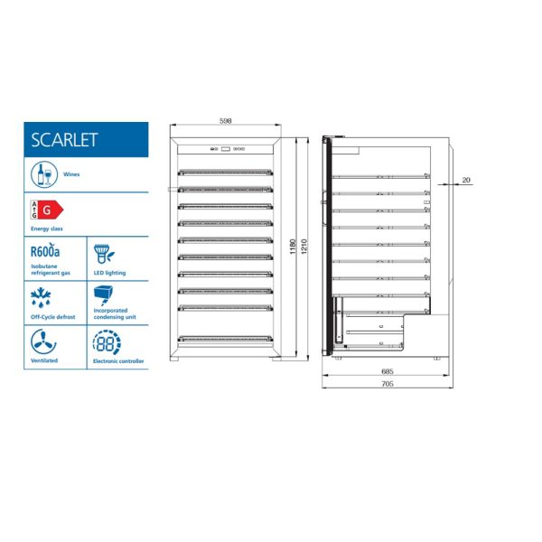 SCARLET 298 - Cantinetta vetrina espositiva a refrigerazione ventilata - immagine 3