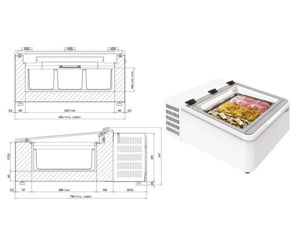 MINI CREAM  2V|3V|2V LED|3VLED - Espositore da banco per gelato mantecato e su stecco - immagine 3