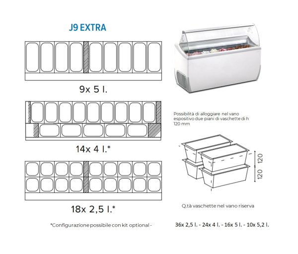 J EXTRA 7|9 - Vetrina espositiva per gelato mantecato - immagine 2