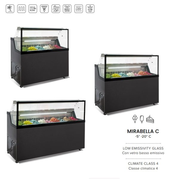 MIRABELLA C 6G|7G|9G - Vetrina espositore per gelato mantecato, su stecco e pasticceria gelata (Copia)