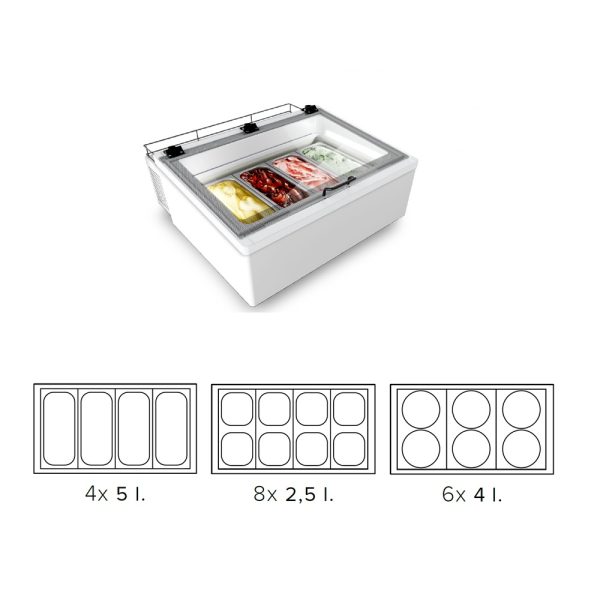 MINI CREAM  4 - Espositore da banco per gelato mantecato, su stecco e granite - immagine 2