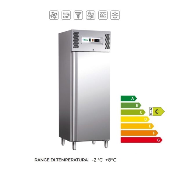 G-GN650TN- ARMADIO in acciaio INOX a refrigerazione ventilata  (Temp. -2°C  +8°C)
