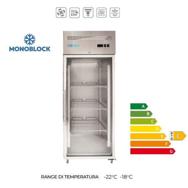 M-GN650BTG-FC - ARMADIO  congelatore ventilato con porta in vetro (Temp. -22°C -18°C)