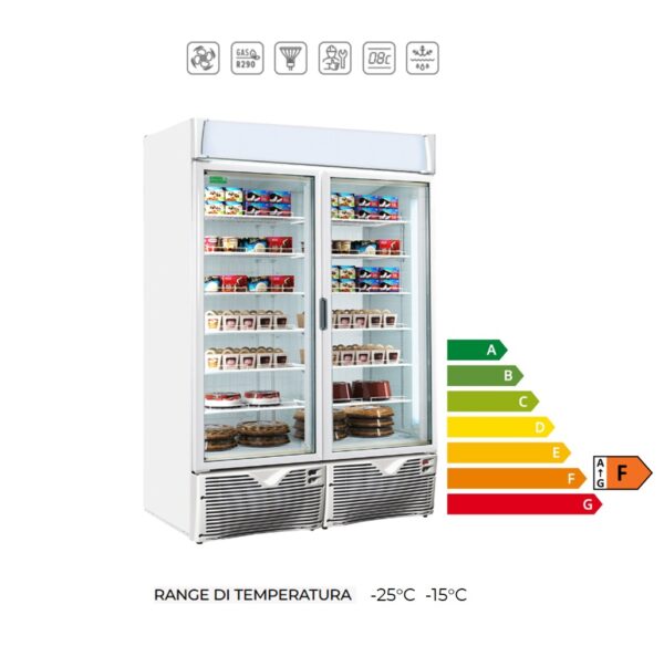 EXPO 1100 NV GREEN EMOTION - Espositore verticale congelatore ventilato ( range temperatura -25°C -15°C)