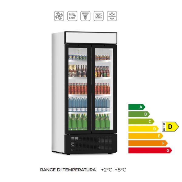 JUMBO 900 HD- Espositore verticale refrigerato ventilato  ( range temperatura +2°C + 8°C)