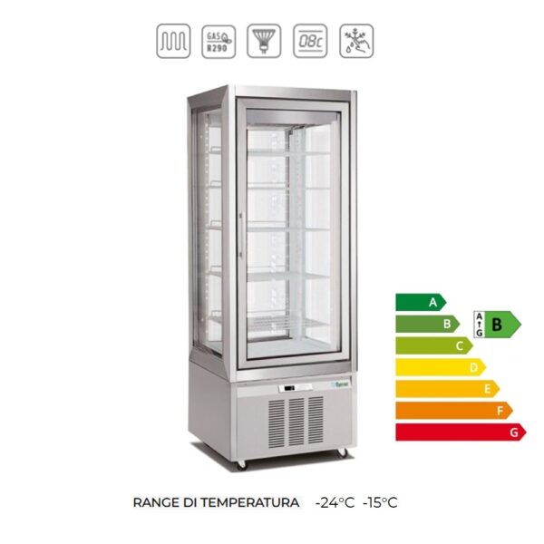 G-VGP420BT- Vetrina  espositiva Pasticceria congelatore   CON 4 lati VETRATI ( Temp. -24C° -15C°)