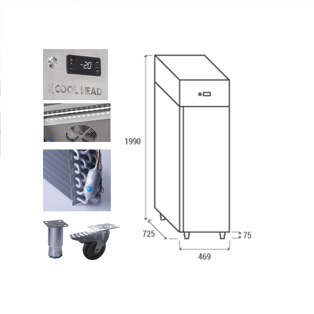 QN3 - Armadio congelatore ventilato SLIM in acciao INOX (temperatura -22°C -18°C) - immagine 2