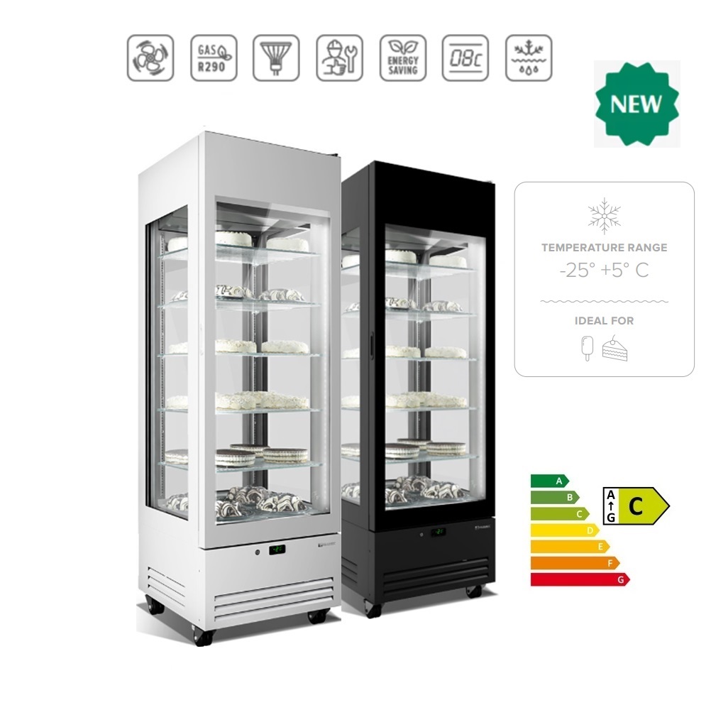 Vetrina espositiva VENERE 4 View NV - ventilata ad alta efficienza energetica 4 lati vetrati Pasticceria Gelateria ( -25°C + 5°C )