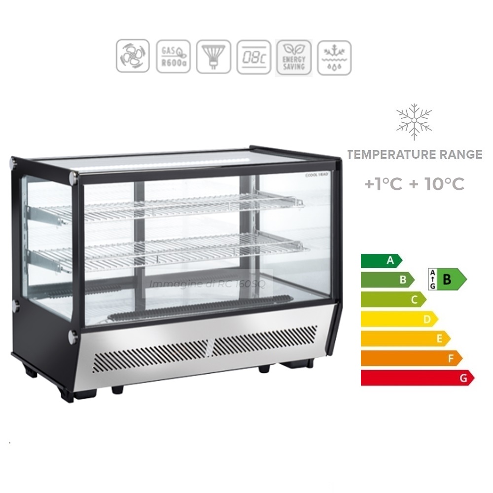 RC 160 SQ - Vetrinetta refrigerata ventilata da banco 160 LT. (range temperatura +1°C +10°C)