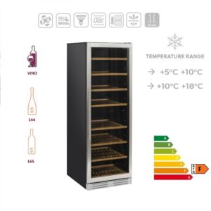CW 400DT- Cantinetta refrigerata ventilata a doppia temperatura da incasso (range temperatura +5°C + 18°C )